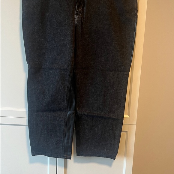 Abercrombie and Fitch black denim and leather jeans.  - Picture 2 of 5